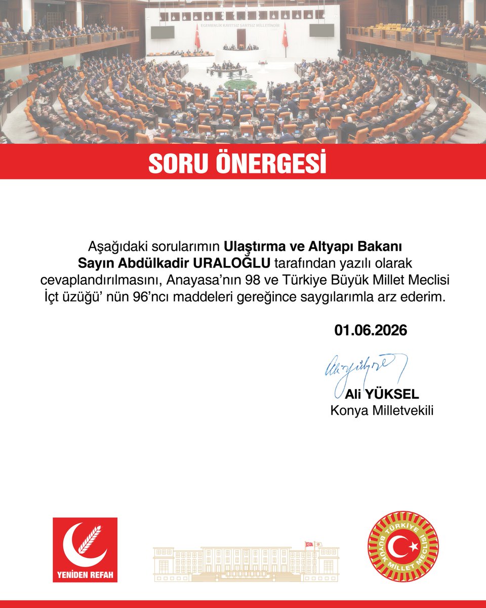 rprefahpartisi's tweet photo. Konya’da Stadyum–Şehir Hastanesi Tramvay Hattı kapsamında Tümosan Köprülü Kavşağı çalışmalarının başladığını yine resmi ve şeffaf bir açıklamayla değil, basından öğreniyoruz. Raylı sistem yatırımları elbette önemlidir; ancak vatandaşın beklentisi sadece temel atma törenleri değil, projelerin maliyeti, takvimi ve şehir ulaşımına etkileri konusunda açık ve hesap verebilir bir yönetim anlayışıdır.
Kamu kaynaklarıyla yürütülen bu projelerde şeffaflık sağlanmalı, süreç milletin bilgisi ve denetimi altında yürütülmelidir. Konu ile ilgili yazılı soru önergemiz, Konya Milletvekilimiz Ali Yüksel tarafından TBMM’ye sunulmuştur.