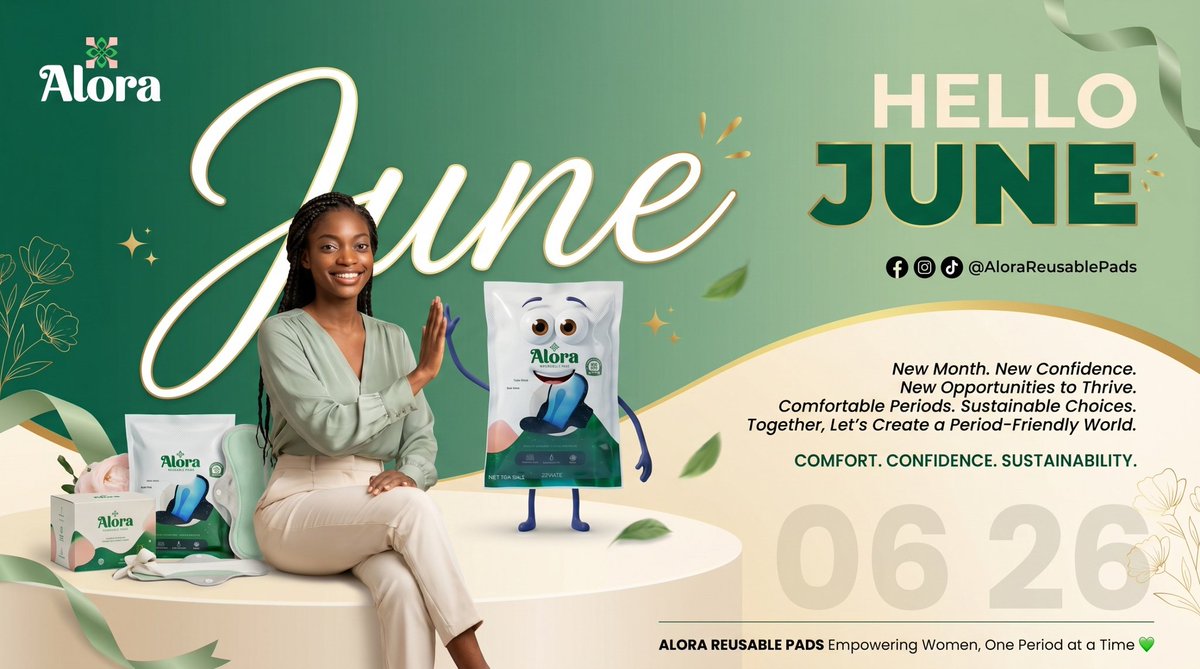 AloraPads's tweet photo. New month, fresh goals, better care 💚🌸
Step into this month with confidence, comfort, and sustainable period care with Alora Reusable Pads. Happy New Month! ✨ https://t.co/SvV2z9sV7H