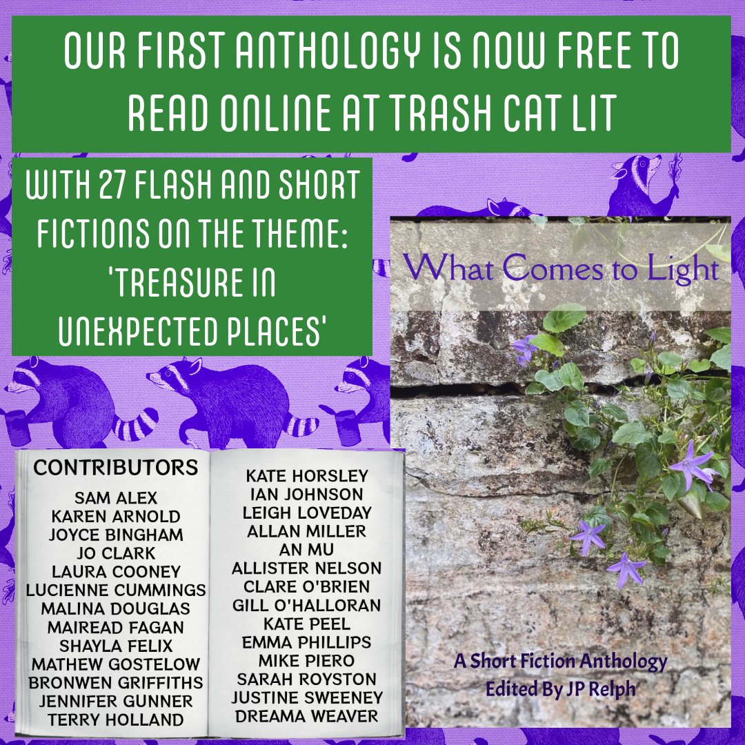 TrashCatLit's tweet photo. We're excited to now offer the chance to read all the stories from our charity print anthology free online 🦝

Meet the contributors and read What Comes to Light here: https://t.co/x32RlioePq

You can still help The Wildlife Trusts by buying a paperback - via link on the page 🦊 https://t.co/AyT0lUbhbS