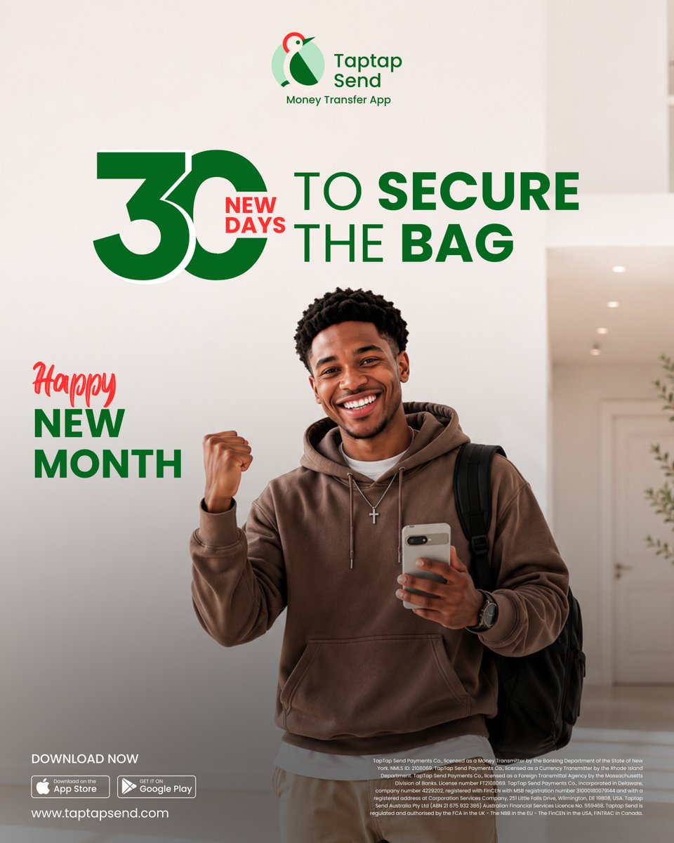 taptapsendng's tweet photo. First day of June and the energy is already on point. Whatever you are working toward this month, may it land beautifully. 🕊️✨

#SecureTheBag #June1st #TaptapSend #TaptapSendNG https://t.co/w0lmgwCfZU