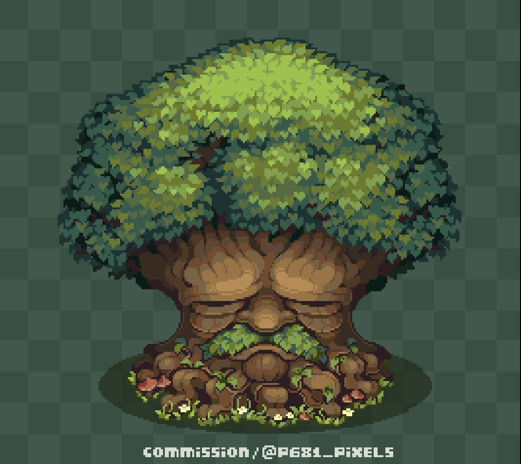 p681_pixels's tweet photo. Wise mystical tree I made for Seed of Nostalgia💀🌳

#pixelart #ドット絵 https://t.co/FN45RkM9Xc
