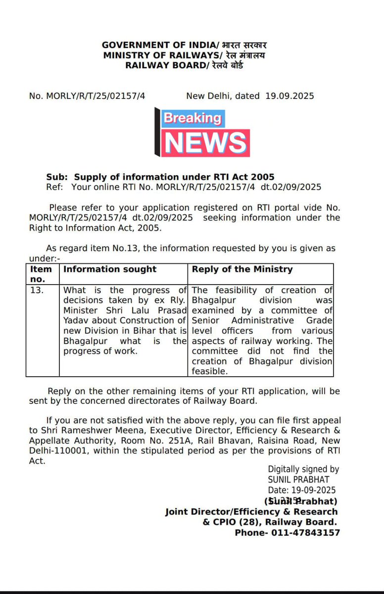 BiharRailUsers's tweet photo. 🚂 NEW RAILWAY DIVISION FOR ODISHA/A.P., SO WHY NOT BIHAR?
​ @RailMinIndia  issued a gazette notification establishing the brand-new Rayagada Railway Division under the East Coast Railway, carving it out of the bifurcation of the old Waltair Division.
​This massive upgrade brings 696 route kilometers and major development right to their doorstep. It is a textbook example of decentralized administration driving local growth!
​But this historic announcement brings a long-standing, burning question back to the forefront: When will Bhagalpur get its due rights?
​📢 THE LONG-PENDING DEMAND:
 "BHAGALPUR DIVISION" NOW!
​While other states celebrate new railway divisions, Bihar's Silk City continues to wait.

​💰The Highest Revenue Generator: 
Bhagalpur Junction is the highest revenue-generating station in the entire Malda Railway Division and the third major railway station in the Eastern Railway zone after Howrah and Sealdah. 
 
​🧑‍🤝‍🧑🧑‍🤝‍🧑🧑‍🤝‍🧑🧑‍🤝‍🧑High Traffic & Footfall: 
It handles over 100 pairs of express trains and massive passenger crowds daily, making it one of the busiest railway loops in Bihar.  
​👮🏻Administrative Hurdles: 
Managing such a massive economic powerhouse from Malda (West Bengal) creates unnecessary administrative delays for Bihar's infrastructure projects.  
​The announcement for a Bhagalpur Railway Division was envisioned years ago, yet it remains stuck on paper while cities with much less revenue generation are upgraded to divisional headquarters.  

​✊ OUR DEMAND:
​If Rayagada can get a new division for better operations, Bhagalpur deserves it tenfold. We demand that the Ministry of Railways immediately clear the roadblocks and formally establish the Bhagalpur Railway Division to give "Anga Pradesh" the infrastructure, facilities, and respect it rightfully earns.
​Let’s make our voices heard! 🗣️👇
​#IndianRailways #BhagalpurRailwayDivision #DemandBhagalpurDivision #BiharRailways #RailwayUpgrade #AngaPradesh #JusticeForBhagalpur

@drmmalda @EasternRailway @AshwiniVaishnaw @samrat4bjp