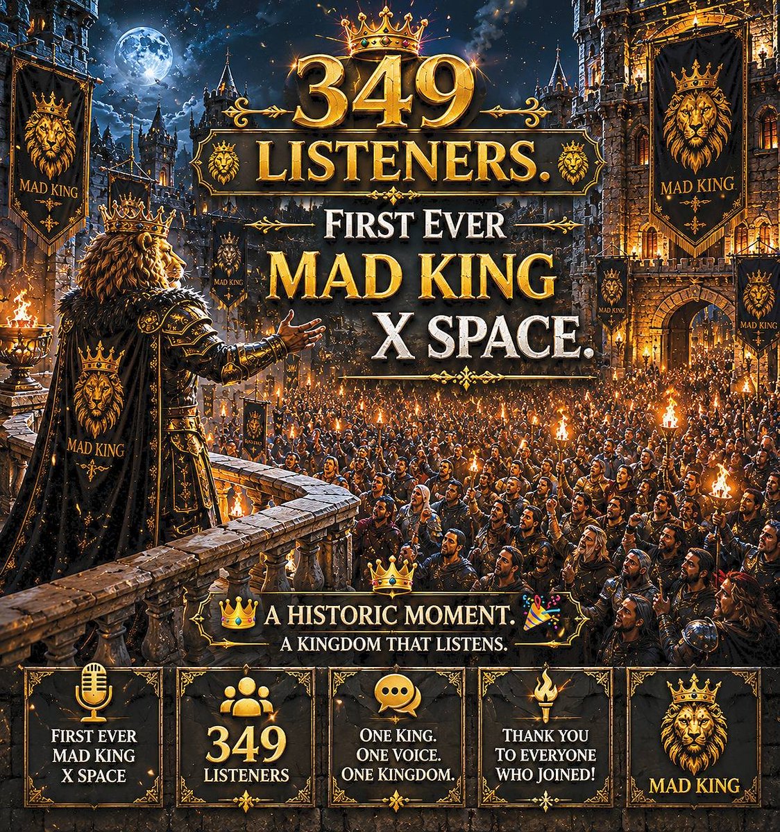 MadKing_SOL's tweet photo. 349 listeners. First ever MAD KING X Space. 👑

That number means something.

349 people showed up on a Sunday night
to listen to a project that hasn't even launched yet.

That's not hype.
That's conviction. 👁️

Thank you to everyone who was there.
Thank you to @Crypto_Rexa for hosting.
Thank you to @web3professor0 for the fire. 🔥
Thank you to @TheSultaan001 — +1000 eyes don't lie. 👑

If you missed it —
the kingdom is still open.
But it's filling up fast. ⚔️

Pre-launch is live.
$MADKING is coming. 👑

https://t.co/MTY6gkaU69

#MADKING #SOL #XSpace #Solana #Crypto #Prelaunch