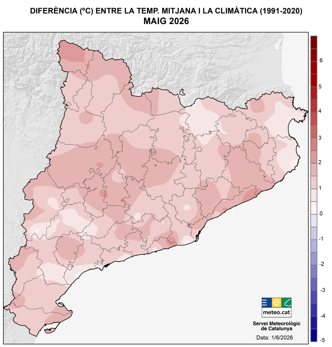 meteocat's tweet photo. 🧵1/4 El #maig del 2026 ha estat #càlid i #sec a gran part de Catalunya. 
Tot i diversos episodis de pluja durant la primera meitat del mes, l’episodi de calor dels últims dies ha acabat marcant el balanç climàtic. 🌡️☀️ https://t.co/5RbzPH2klg
