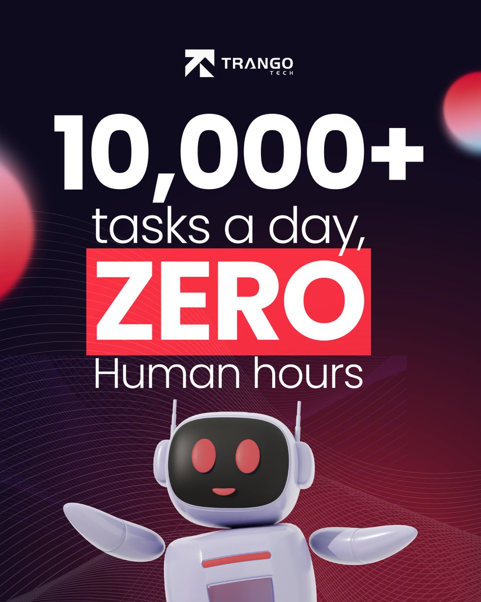 TrangoTech's tweet photo. 10,000 tasks automated daily. 85% ticket auto-resolution. 60% reduction in manual ops cost. That's what Trango Tech AI's agentic systems deliver in production.

Built for production from day one.

🤖 Learn more: https://t.co/dGM0tTgvdL

#AgenticAI #AIAutomation #TrangoTechAI https://t.co/6CiJpGGbBa