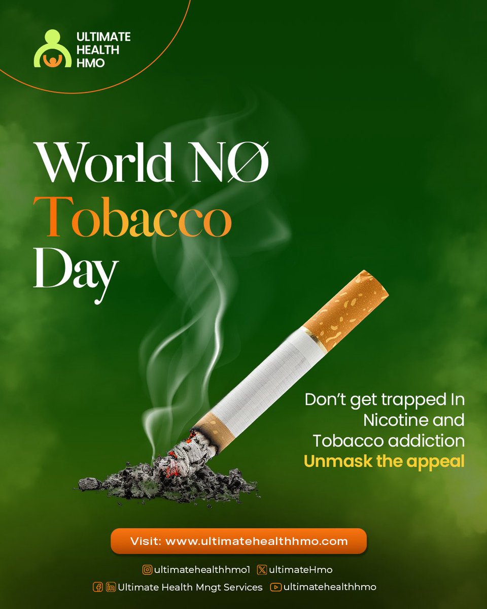 UltimateHmo's tweet photo. Smoking harms more than your lungs, it affects your heart, blood vessels, and overall well-being. Quit today, breathe easier tomorrow.

#notobaco #ultimatehmo #ultimatehealth #yourwellnessourbusiness https://t.co/eyUjpT8v1a