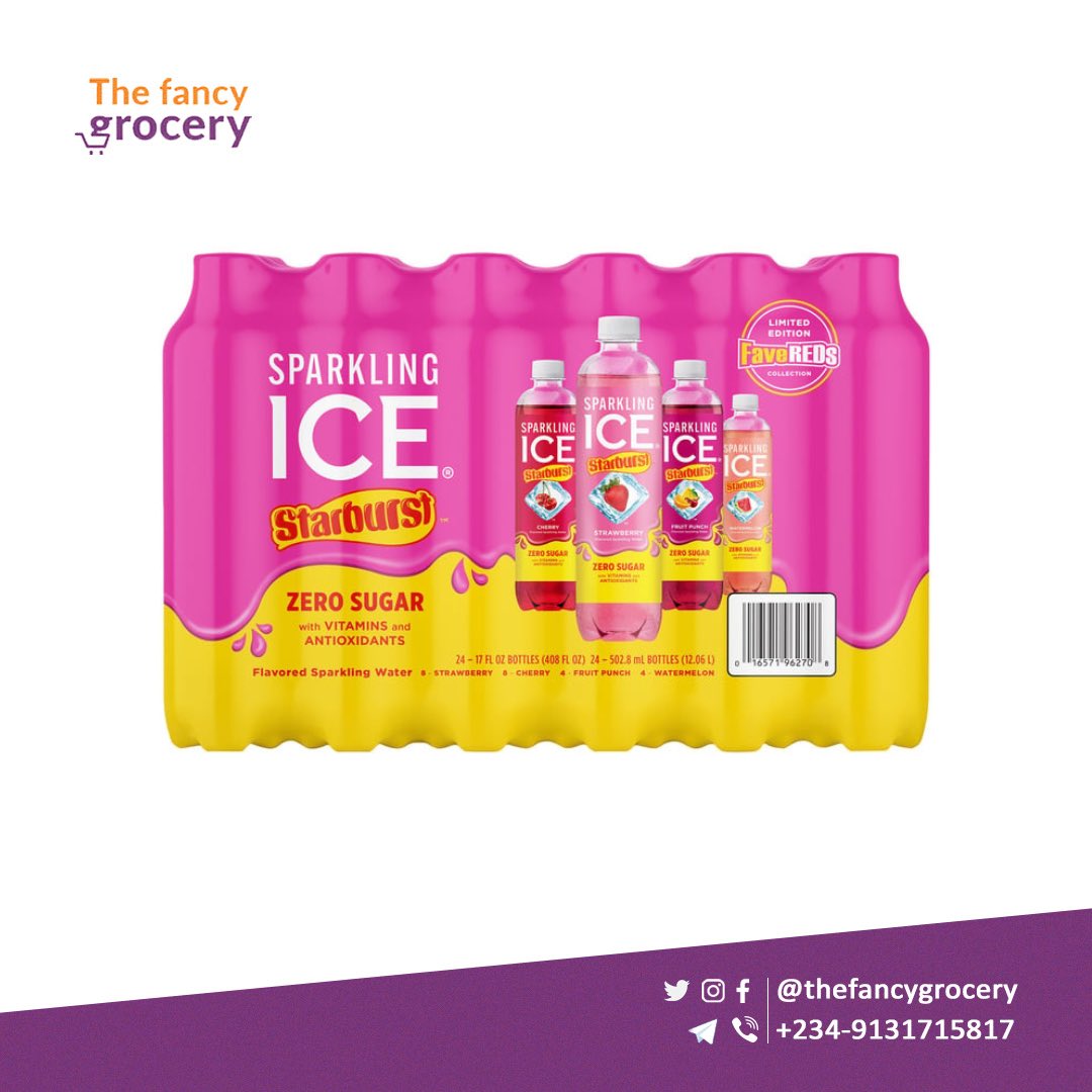 thefancygrocery's tweet photo. Sparkling Ice Zero Sugar Drink 
Cold, fizzy fruit flavours with zero sugar + low calories. Way better than regular soda or juice when you want something refreshing.

24 bottles (502.8 ml each) — ₦55,000

DM or click link in bio to order now. https://t.co/bCbCC6bvSy
