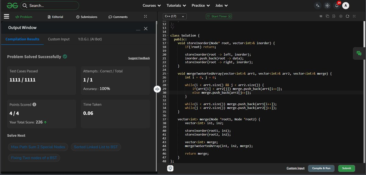 AshutoshP2128's tweet photo. 💻 Day-203/365 series of Consistent-Coding-Daily-DSA! 💻

✅ Valid BST from Preorder (GFG) [T/C-O(n), S/C-O(n)]

💾 Code Repository: https://t.co/VqRrA8ldXq

#365DaysOfDSA #DSA #LeetCode #GeeksforGeeks #CodingChallenge #ProblemSolving #Consistency #CodeEveryday https://t.co/yMATzebNIA