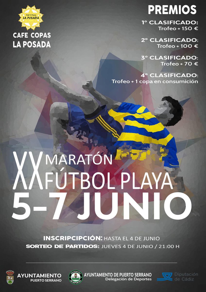 DxtesPtoserrano's tweet photo. 📅 Fechas: del 5 al 7 de junio. 
📍 Lugar de inscripción: Cafés Copa La Posada 
🏆 Categorías disponibles: 
👶 Infantil. Niños en edad benjamín, alevín e infantil. 👨 Adultos.  
Prepara tu equipo, tu mejor jugada y ven a vivir unos días de deporte, diversión y mucha playa... https://t.co/R5yybZKmIt