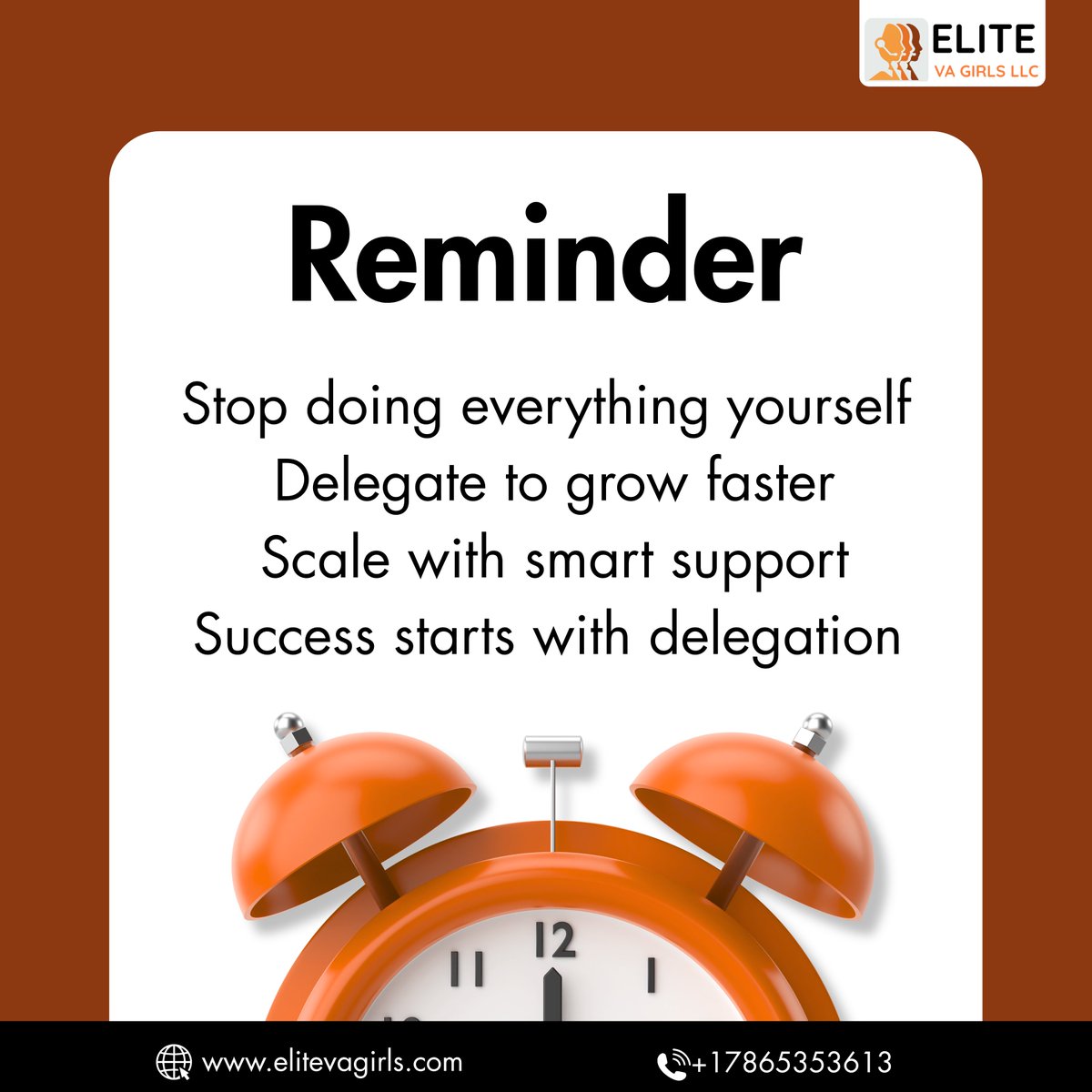 EliteVAGirlsLLC's tweet photo. Stop Doing Everything Yourself
Delegate smarter, save time, and focus on growth with expert support from Elite VA Girls.
https://t.co/VKI63j4igU
.
.
.
#EliteVAGirls #DelegateToGrow #BusinessSupport #ScaleYourBusiness #SmartWork https://t.co/XSpflkcNPu