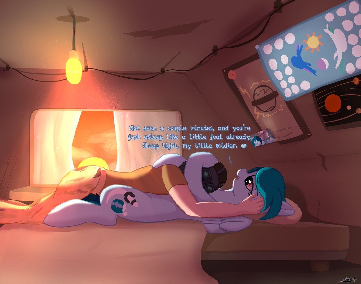 VeesHubby's tweet photo. Nothing beats cuddling your mare after a long day.

Art from @ricyart 

#mlp #mlpoc #mylittlepony https://t.co/Nu7WCWmAbZ