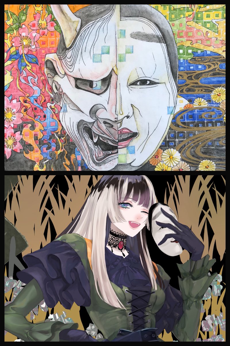 krupaseed's tweet photo. #同じ人が描いたとは思えない絵を貼る
↑水彩画 ↓デジ画
能面つながり？！ https://t.co/z7SPc9Q8OE
