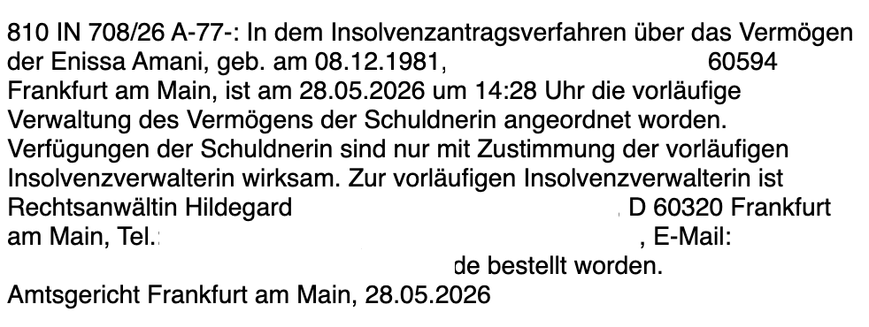 TobiasHuch's tweet photo. Ist Enissa Amani pleite?
Wo sind die ca. 60.000 Euro hin, mit der Enissa #Amani etwas für #Gaza machen wollte. Eine NGO gründen oder so? Mir schuldet #EnissaAmani auch noch einen guten Batzen Geld, weil sie alle Prozesse gegen mich verloren hat.
#Insolvenz https://t.co/mofnL7iuXj