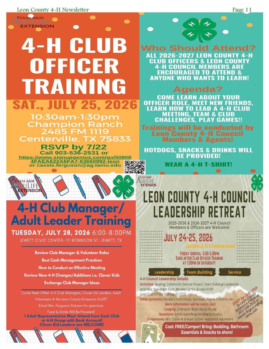 leoncounty4h's tweet photo. Check out the Leon County 4-H JUNE Newsletter! Summer has kicked off and 4-H is in full force with camps, state contests, major show validation, 4-H Star Awards/4-H Recordbooks and so much more! Learn more visit: https://t.co/Py6s9lolWT post 4/4 https://t.co/zhnjIbufJt