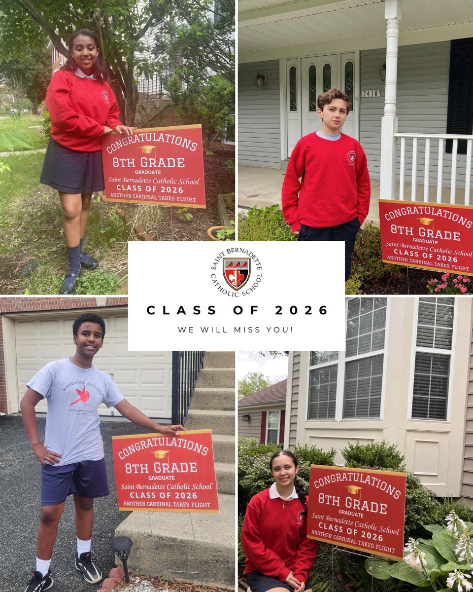 StBern_school's tweet photo. Our 8th graders are graduating this week! We will miss them! #stbernschool #stbcardinals #formingheartsandmindsinChrist https://t.co/AFeSvSXir9