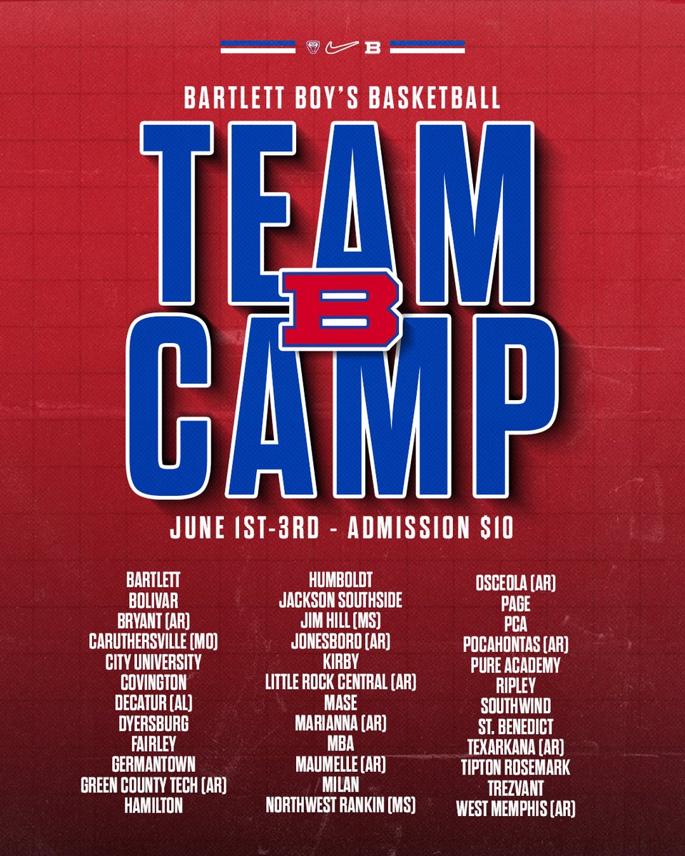 BartlettHoops's tweet photo. 𝐁𝐀𝐑𝐓𝐋𝐄𝐓𝐓 𝐓𝐄𝐀𝐌 𝐂𝐀𝐌𝐏 🅱️

Elite high school and middle schools teams competing all under one roof to begin the summer! College coaches, hit us for the master schedule! 

#EveryDayGuys | #BuiltToLast https://t.co/bwfuHa9NAz