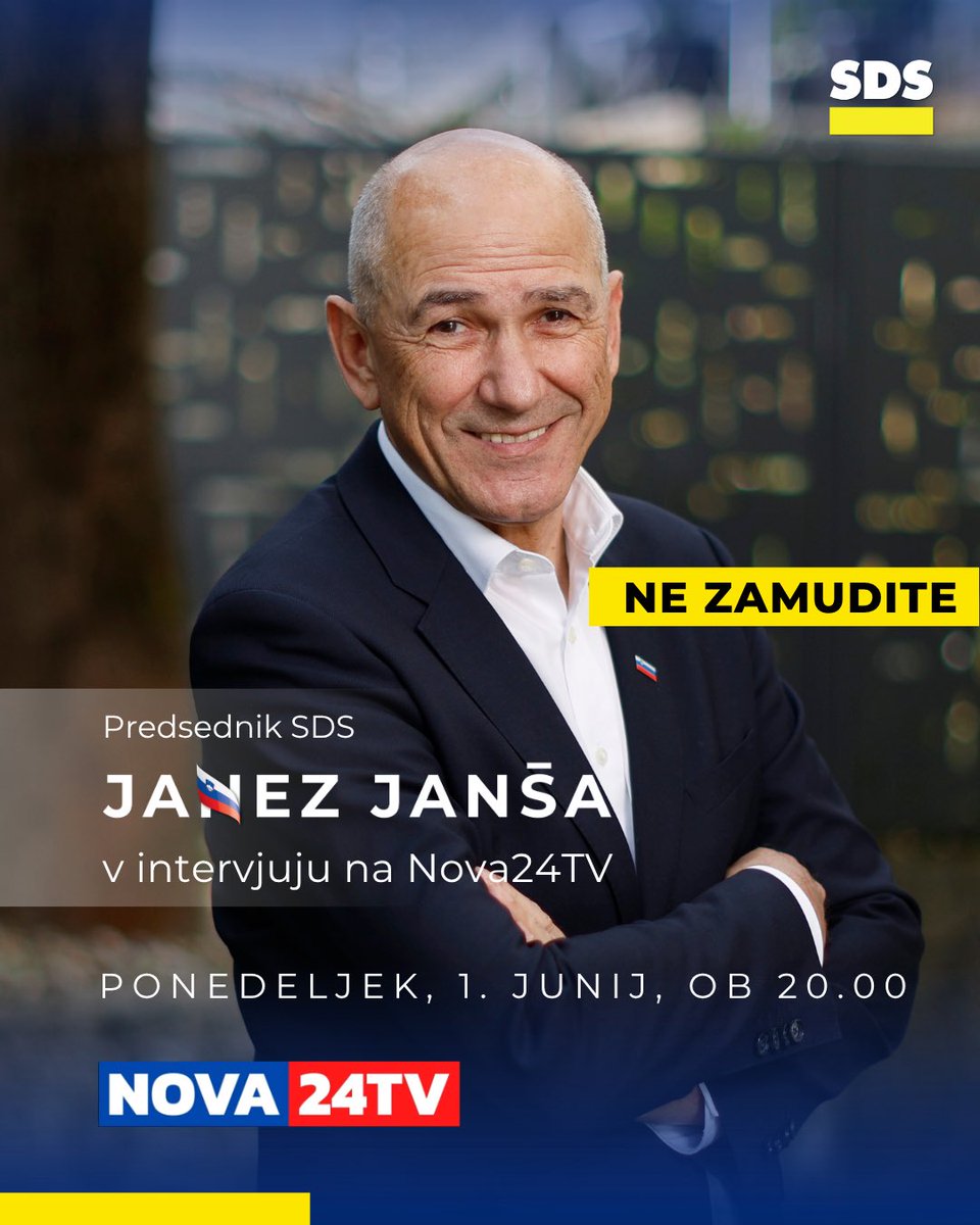 JJansaSDS's tweet photo. Vabljeni k spremljanju današnjega intervjuja na Nova24TV. 📺 https://t.co/i1dCHAzAaC