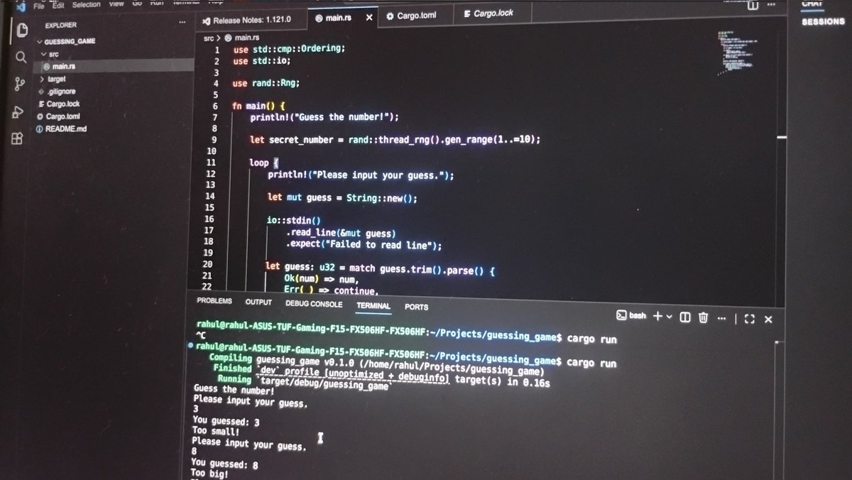 syscallr's tweet photo. Builded number guessing game in 🦀 https://t.co/Znxe1vrACa