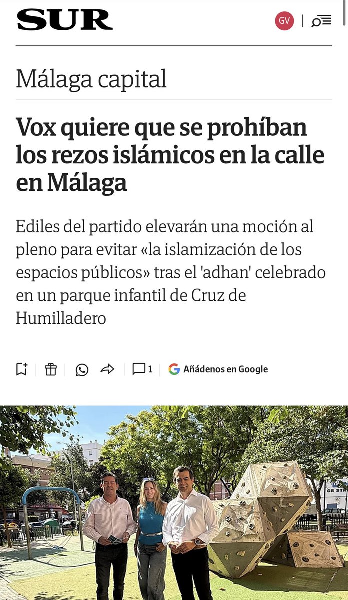 vox_malaga's tweet photo. Sí.

Queremos prohibir los rezos islámicos en los espacios públicos de Málaga. No vamos a consentir que el bipartidismo promueva la islamización de nuestros barrios.

🗞️ https://t.co/34kzDuGB6G https://t.co/Du1pxdUAkr