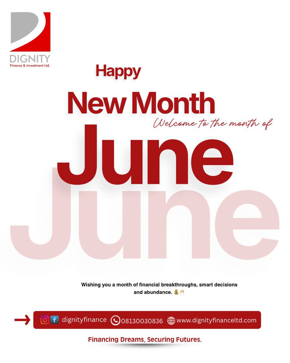 dignity_finance's tweet photo. Happy new month June 2026! May this month bring you new opportunities, greater wins, and continued growth in everything you do.🌟… Cheers!!!
#finance https://t.co/xwMncAnUfF