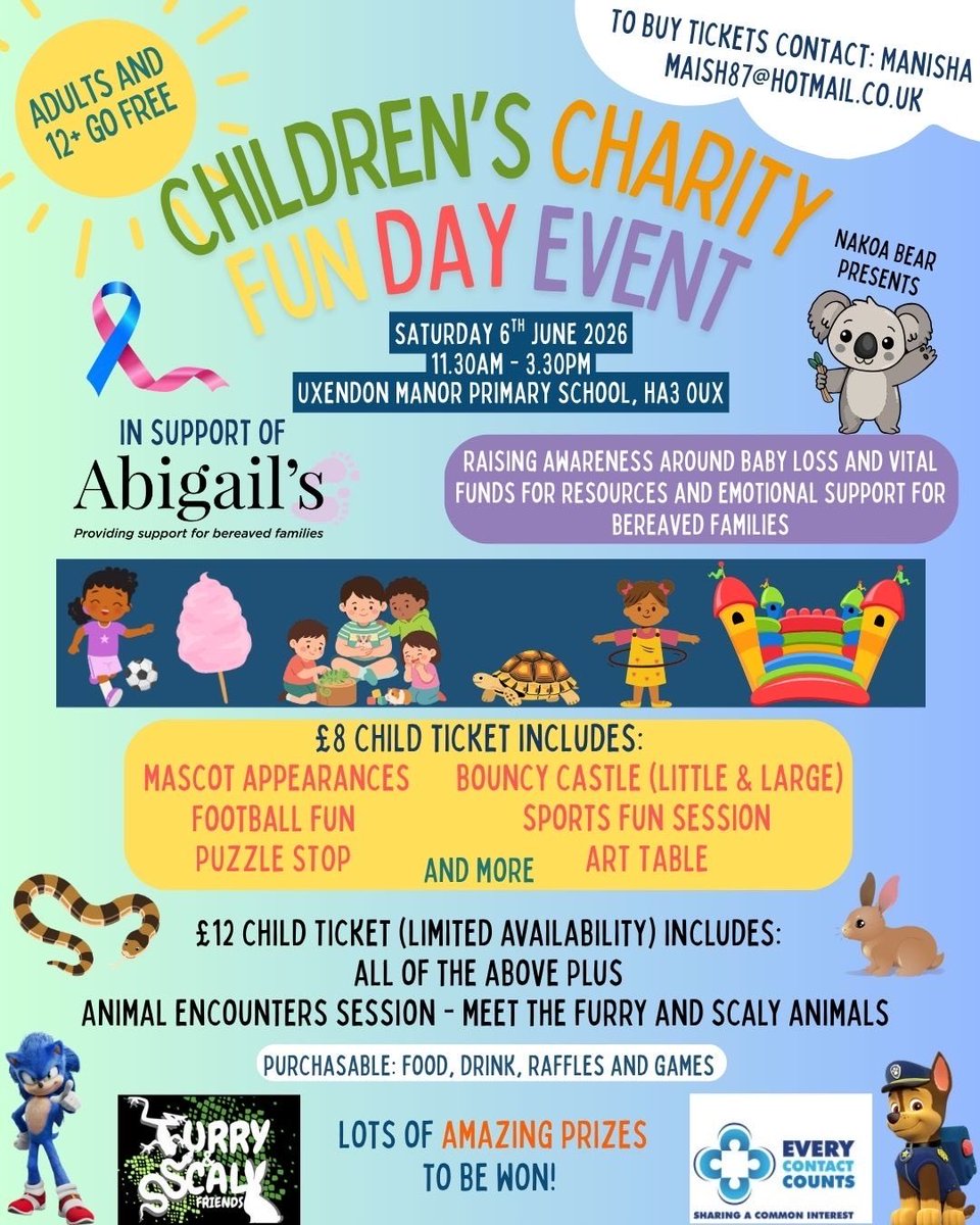 eccuk24's tweet photo. CHILDREN'S CHARITY FUN DAY

Join us for a fun-filled day supporting an incredible cause

Saturday 6th June 2026
11:30AM - 3:30PM
In support of Abigail's charity, raising awareness around baby loss and helping provide emotional support and resources for bereaved families. https://t.co/ViCa1TZ53w