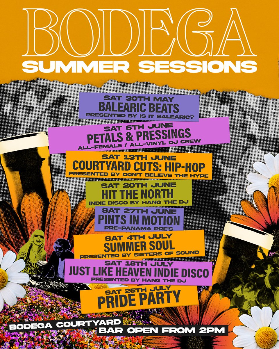 bodeganotts's tweet photo. The fabulous Sisters of Sound are out in the courtyard from 4pm today with an eclectic mix of tunes from their wax collections. Come start your weekend in style 🌟

Free entry tickets until 11pm 👉 https://t.co/puy1HECpi0 https://t.co/9MKGB1zmtQ