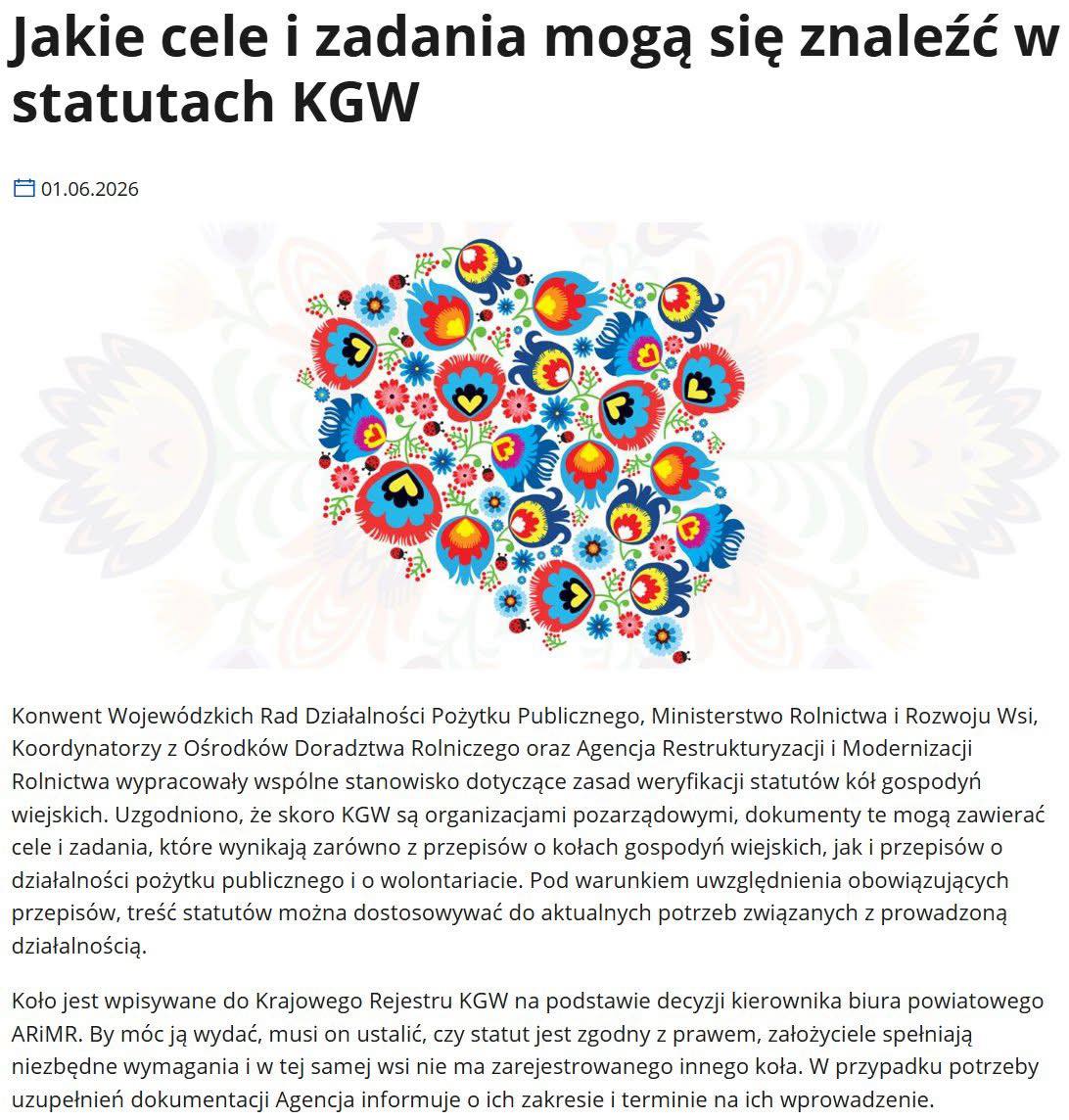 SO_KPRM's tweet photo. Ważna informacja dla Kół Gospodyń Wiejskich! @ARiMR_GOV_PL opublikowała oficjalny komunikat, w którym potwierdza: ✅Statuty KGW mogą obejmować cele, które wynikają z ustawy o działalności pożytku publicznego i o wolontariacie. Więcej: https://t.co/nAGrxUjvHV https://t.co/l0a8aXke92