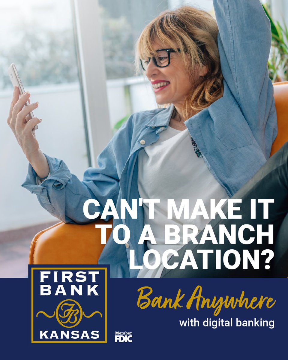 FirstBankKansas's tweet photo. Banking on your schedule. Mobile deposit, online bill pay, account alerts—all the convenience you 
need with the personal service you expect. https://t.co/XI2JfHYirI