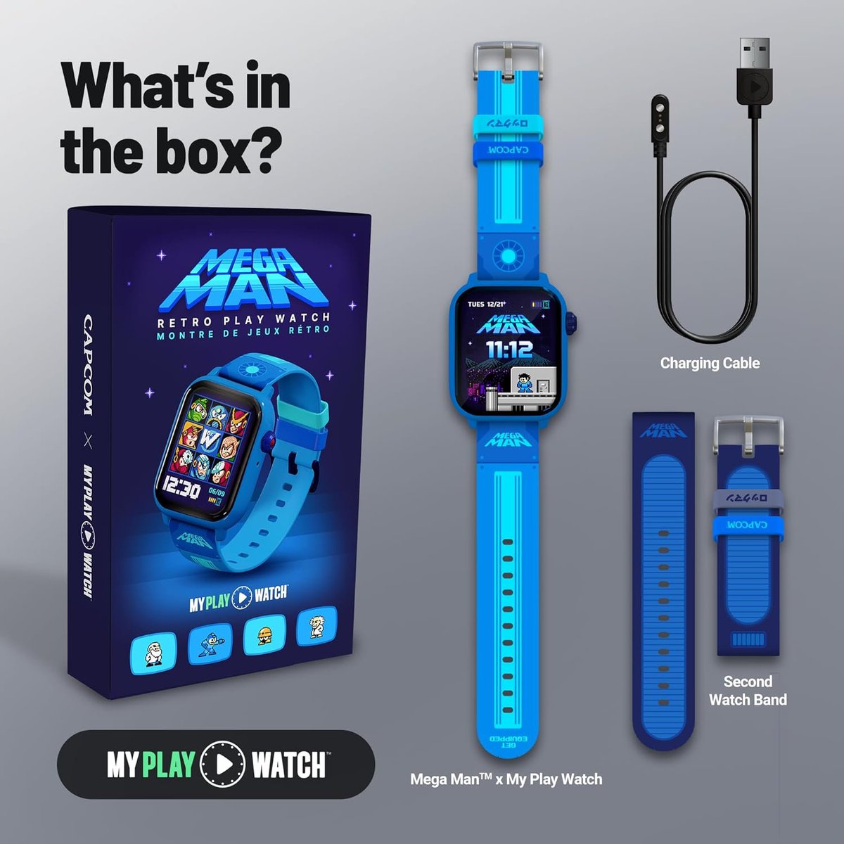 Wario64's tweet photo. Mega Man Digital Gaming Watch with Bonus Band Bundle – Built from Mega Man 2, Classic &amp; Arcade Modes, Non-Connected, Fitness Tracking up for preorder on Amazon ($79.99) https://t.co/vxFXMC8uDZ #ad https://t.co/8T1JJf3k71