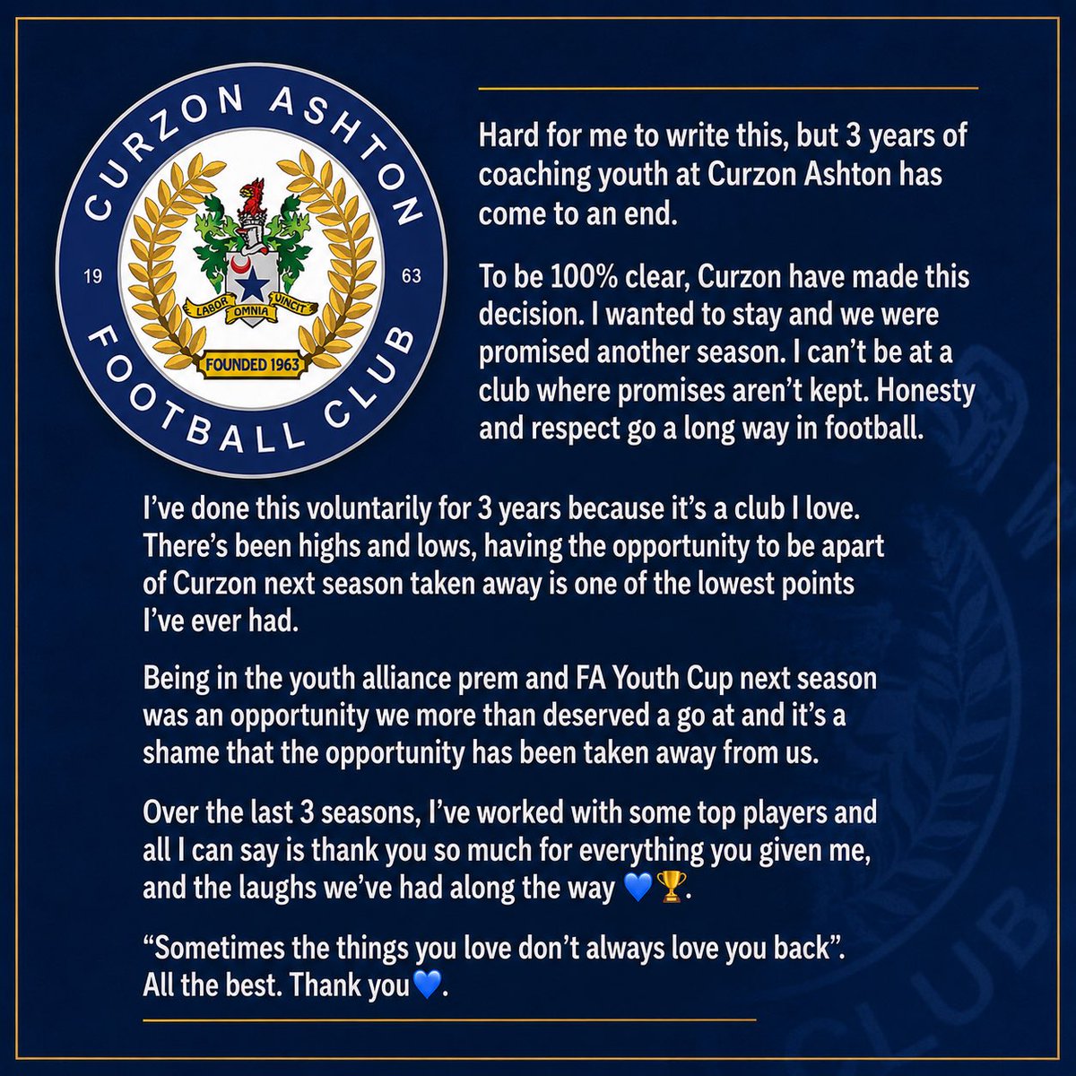 GeorgePitt140's tweet photo. I’m absolutely devastated but football is a ruthless sport.

Time for a break, then we’ll see what’s next 💙 https://t.co/Tvvd5WRGRJ