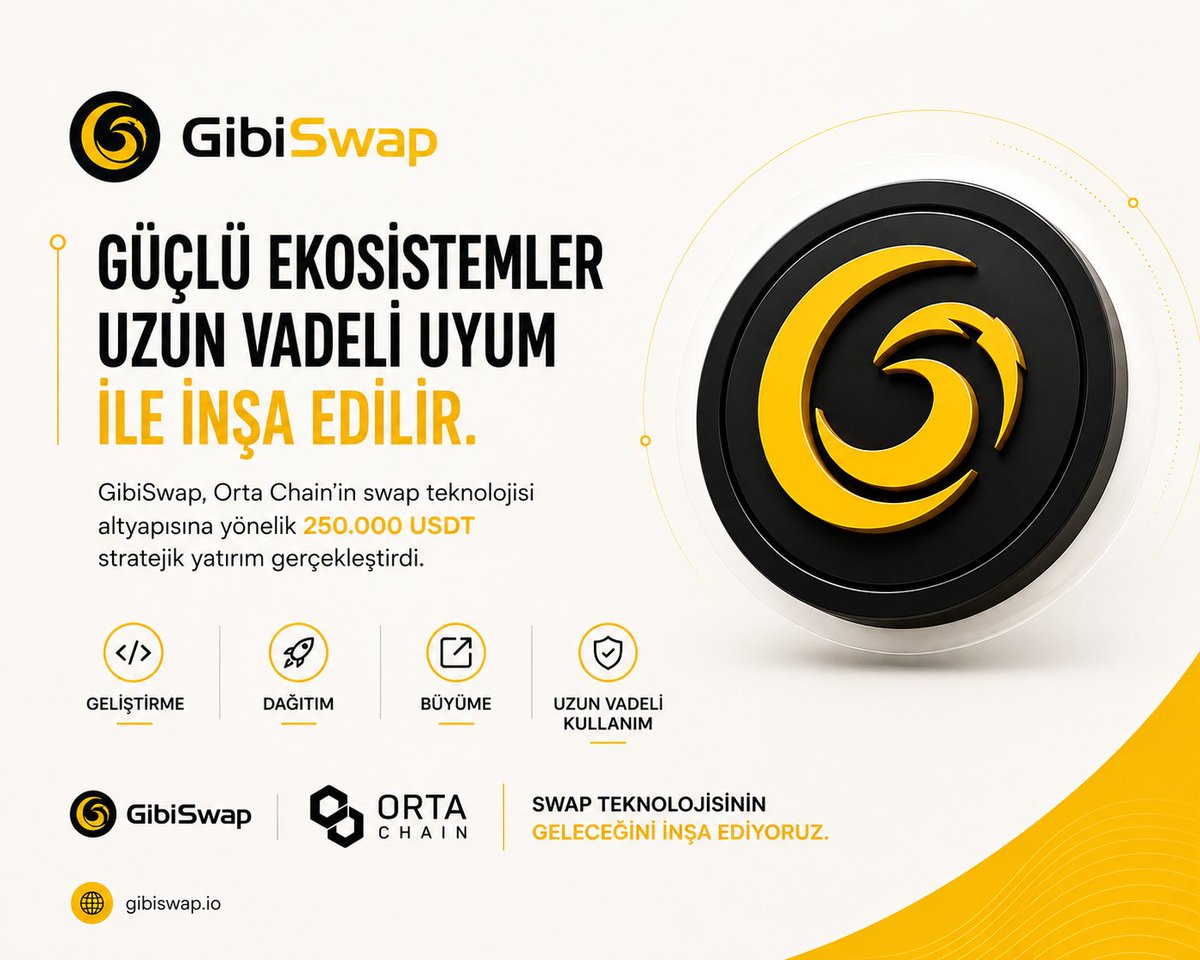 kaygusuzdenizci's tweet photo. 🔥 250.000 USDT'lik stratejik yatırım!🚨 

GibiSwap, Orta Chain swap altyapısına yatırım yaparak ekosistemin büyümesine güçlü destek verdi.💪 

Büyük ekosistemler, güçlü iş birlikleriyle kurulur. 🚀
#OrtaChain #ORTA #GibiSwap #Web3 #Crypto https://t.co/qADbBfYDI5