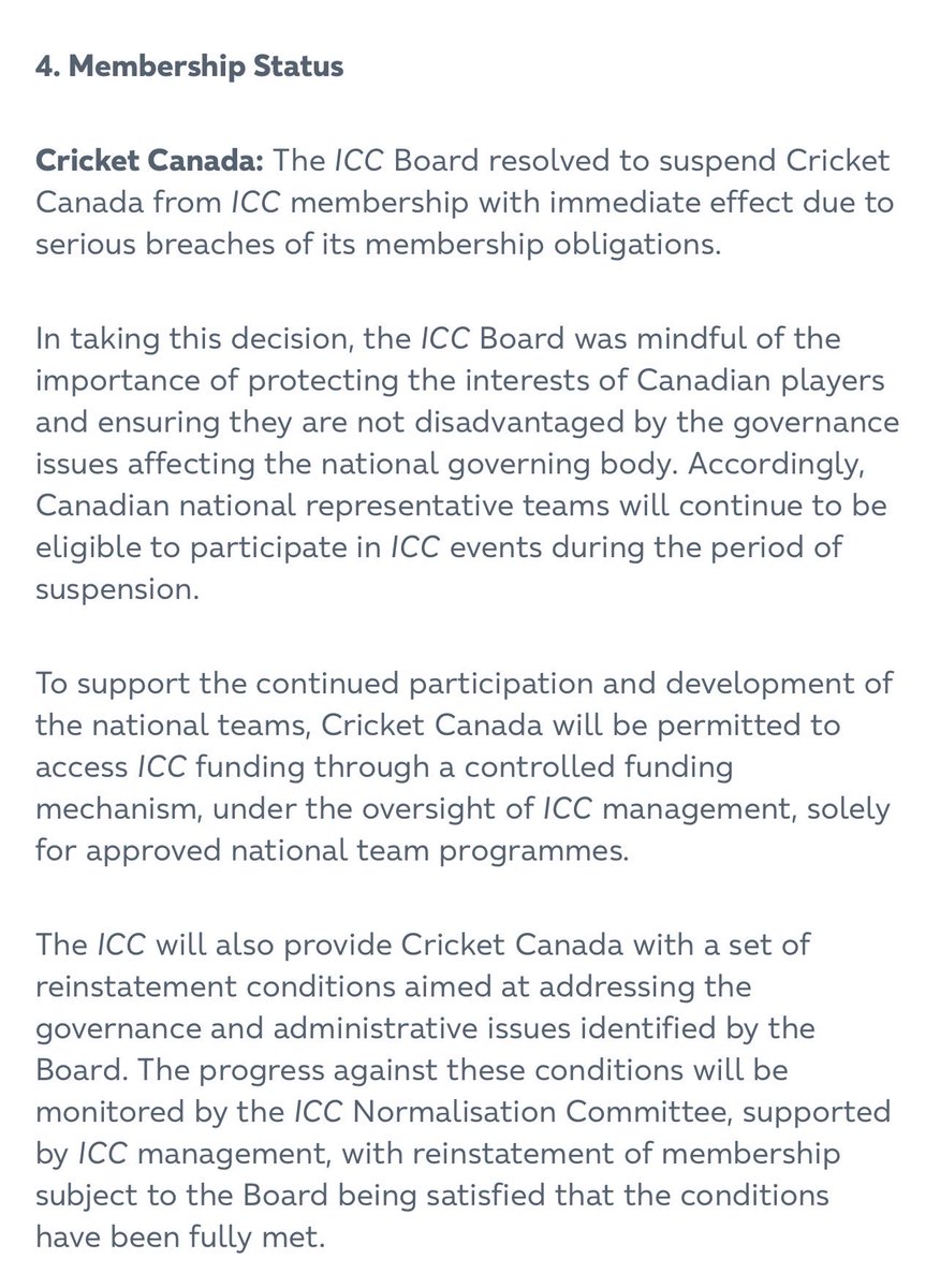 cbcsteve's tweet photo. @canadiancricket Here’s the full release from the ICC in its update from the board meeting: https://t.co/alkYCHeKkl https://t.co/z525ywsBEg