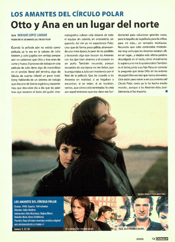 gencanalplus's tweet photo. Que lujo es siempre leer a @enriquelavigne y más si lo hace desde el maravilloso cine que produce como esta joya y piedra angular de la carrera de Julio Medem, "Los amantes del círculo polar" estrenada en C+ el 1 de Junio del 2000 https://t.co/rwiC0MBYUn