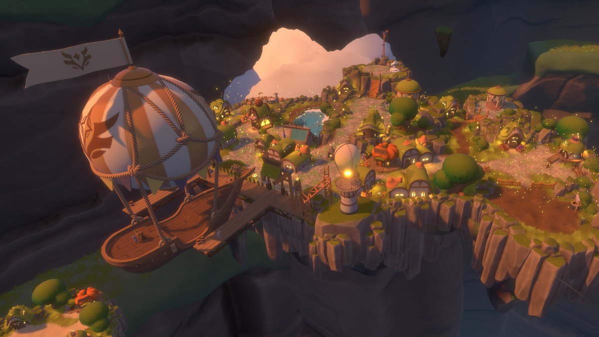 OfficialPhenexa's tweet photo. In #CloudPaws you sail an airship between cozy islands, trade goods, farm, fish and help adorable animal villagers. I love being able to spot new floating island which are looking like little diorama worlds in the distance while slowly building my own flying shop ☁️ Vid here 👇 https://t.co/OGeJ79p2xv