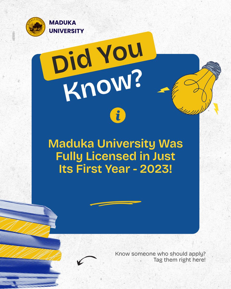 Madukapd's tweet photo. Maduka University was founded, licensed by the NUC, and admitted its first set of students in 2023.
It's one of Nigeria's fastest-growing private universities, already offering programmes in Medicine, Law, Pharmacy, Engineering, etc.
#MadukaUniversity #MadukaVoice #MadukaOfficial https://t.co/itbjf0HB1A