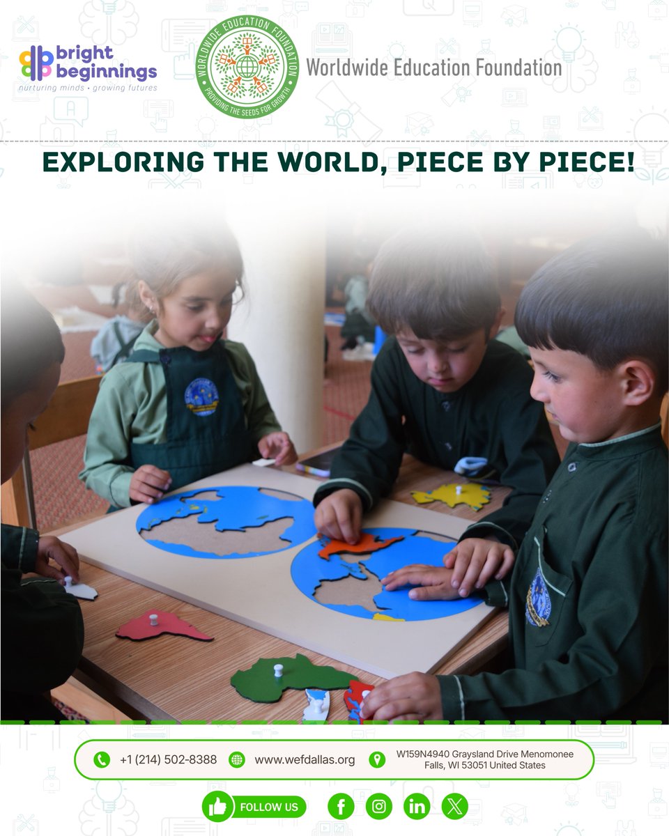 WEFglobaledu's tweet photo. Learning together, growing together.

Through hands-on geography map activities, children build spatial awareness, teamwork, communication, and problem-solving skills while exploring the world around them.

At Bright Beginnings ECLCs, learning is interactive, joyful &amp; meaningful. https://t.co/mmnk7KTqUS