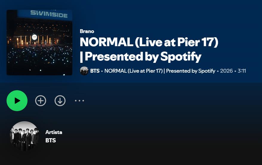 Seoul_ItalyBTS's tweet photo. [🎦Spotify🟢] BTS :: NORMAL (Live at Pier 17) Presented by Spotify | #BTS : #SWIMSIDE 

Guardate la performance di ‘NORMAL’ dei BTS dall'evento Spotify <SWIMSIDE> a NYC.

Performance completa: 
https://t.co/VRXgQ5xoEY

#BTS_ARIRANG #NORMAL @BTS_twt
https://t.co/j4iIeoQMfW https://t.co/uias7cWwV9