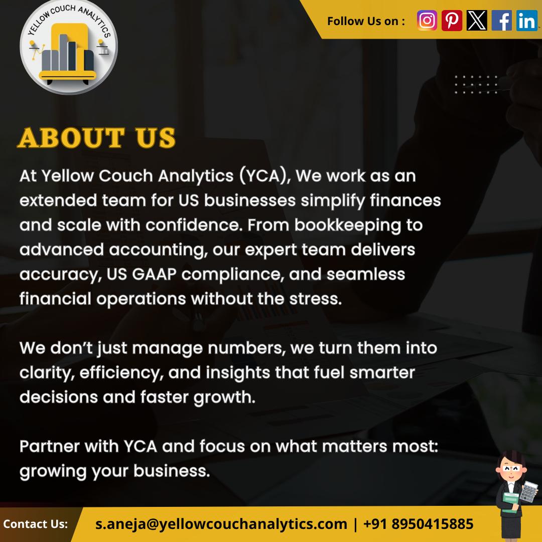 YCAglobal's tweet photo. 🚀 Scale smarter with financial clarity.

Partner with Yellow Couch Analytics and transform your numbers into smarter business decisions.

📧 s.aneja@yellowcouchanalytics.com
📞 +91 8950415885
🌎 https://t.co/eLhliCzLxh

#YellowCouchAnalytics #Accounting #Bookkeeping  #Finance https://t.co/lMEQh7XvF0