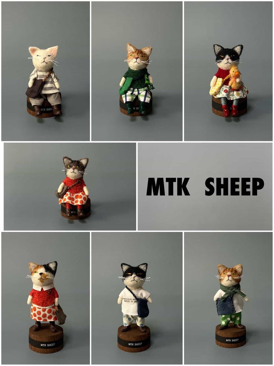 羊毛フェルトで擬人化したネコなどの動物たちを制作しているMTK SHEEP