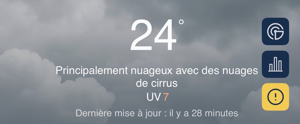 guiest63's tweet photo. Hey @meteoblue, I don’t know if it’s a bug at an error but yellow warnings are in orange color, which is confusing (knowing that orange warning is the level above). Would it be possible to fix that ? The color is good on the map though https://t.co/gzf3RGCPHe