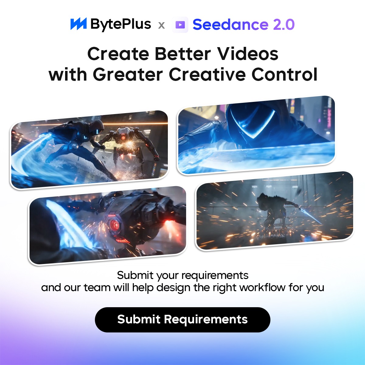 BytePlusGlobal's tweet photo. The officially launched enterprise edition of Seedance 2.0 supports multi-scene storytelling and meets complex video production needs.