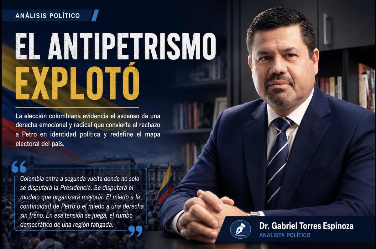 afondoJAL's tweet photo. El antipetrismo explotó
Opina el Dr @GabrielTorresEs 
“La elección colombiana volvió a recordarnos que América Latina no se mueve en línea recta”. 
https://t.co/vRTQu7ndF0 https://t.co/eUMI9UdPQx