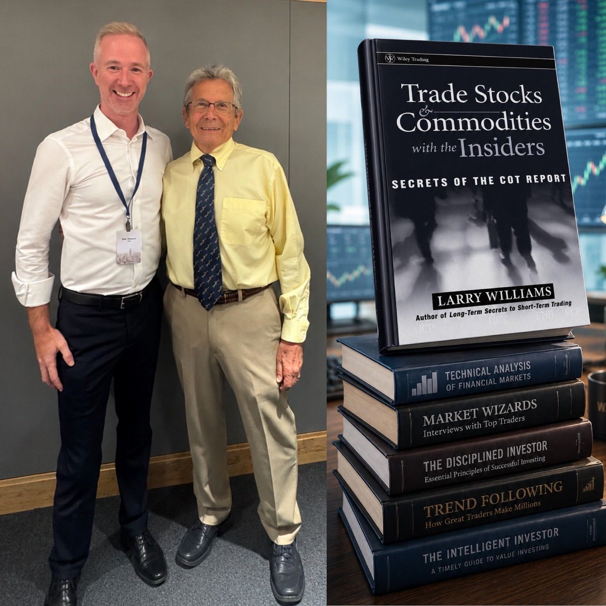 MarketsMC's tweet photo. 16 years ago, I bought a book that would take me on a journey. A journey that ultimately led to the creation of https://t.co/J3KlyAmw10 and the business it is today.

So it was a real honor to finally meet its author, Larry Williams, at this weekends Cycle in the city conference. https://t.co/t6AITdCQnz