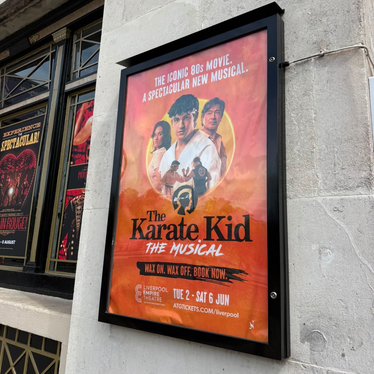 TKKMusical's tweet photo. LIVERPOOL, YOU’RE UP 🥋🔥 
We’ve landed at @LiverpoolEmpire and the posters are up! Who’s coming? 👀

#TheKarateKid #TheKarateKidTheMusical #UKTour #UKTheatre https://t.co/CTNpoAOud6