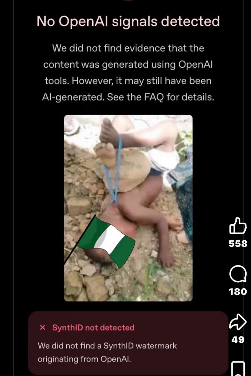 adaora_crypto's tweet photo. I’ve verified that the image of a child tied to a stone and left to Di£ in a forest is NOT GENERATED using openAI tools. 

It is very unlikely that it is an AI image. 

Fellow Nigerians, this is affecting us directly. Can we all come together as ONE PEOPLE and discuss how to fight this back. 
Aisha Yesufu and others led protests against the Chibok girls yet nothing happened. Protests have never brought victims back. We need SOLUTIONS driven by private citizens empowered by Government. 

We need Solutions - not political blames. 

We dragged Goodluck Jonathan politically. It got worse. Buhari took over and we called him clueless each time he couldn’t rescue victims. We are doing the same with Tinubu. We’ve been playing blame politics without results with various politicians promising to end insecurity just to win elections. When will all of us stop playing politics with insecurity? When? Just when? There’s NO political candidate right now who can single handedly end insecurity. None. Anyone promising you that is just playing politics. Insecurity is solved WHEN THE ENTIRE COUNTRY gets actively involved. The informants of k!dnappers are among us. We must report suspicious activities. We become a vigilant people. We must build civilian security alert systems to alert neighbourhoods of attacks. 

On June 13th, hundreds of intentional Nigerians will gather in Abuja to discuss this very important matter - is Nigeria ripe for modernisation of the private security sector? 

https://t.co/6rbftLf4U4 

Imagine this young b0y was your child. Just imagine it! Who would you blame? Politicians? No. Victims end up blaming themselves!

Charles Awuzie