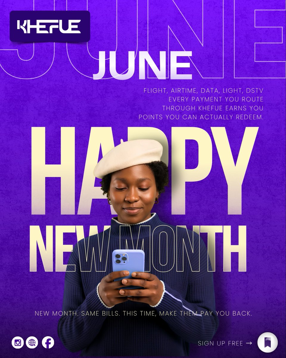 InfoKhefue's tweet photo. New month. Same bills.

This time? They pay YOU back. 💜

Pay for airtime, data, light &amp; more with @InfoKhefue, and earn points you can redeem.

🔗 https://t.co/WdH7mk3Ohz

#SmartSpending #Fintech #June https://t.co/vavEKrtJ6P