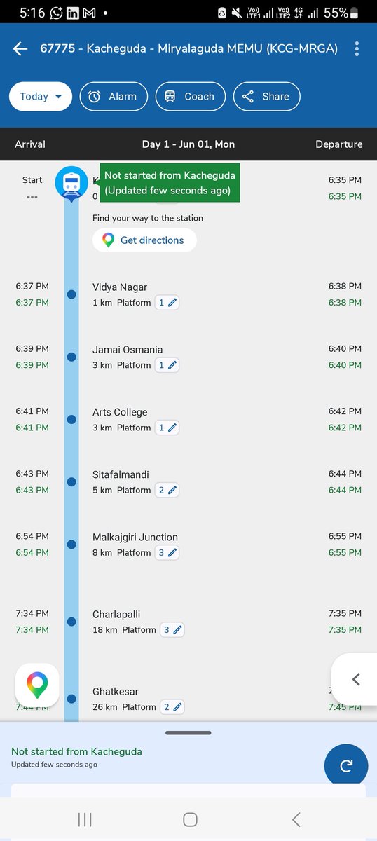 gokulkumar1998's tweet photo. @drmhyb @SrDOMhyb @RailwaySeva Dear All  request to start 67775 from kcg ontime without delay dont keep unnecessary crossing for more delay &amp; HO To SC Div Without delay Dont keep unnecessary crossing at MJF it's my humble request we are daily commuters facing lot of health issues https://t.co/80SU6tUCJT