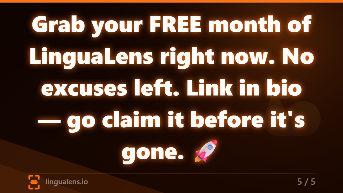 Lingualens_io's tweet photo. Go grab your FREE month. You literally have zero excuses now. Link in bio

#EnglishMotivation #LearnEnglish #LinguaLens #FreeSubscription #EnglishEveryday https://t.co/BBljucNuvi