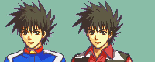 Demiru776's tweet photo. サイバーフォーミュラの風見ハヤト　GBAFE風のドット絵顔グラ
#サイバーフォーミュラ
#ドット絵
#pixelart https://t.co/BWrhviyynX