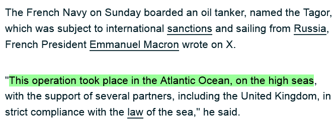 Blaze_SW19's tweet photo. [Ukraine] France &amp; the UK engaged in piracy by boarding an oil tanker (Tagor) outside territorial waters. They expect other countries to obey international law, while breaking it themselves with illegal unilateral sanctions &amp; piracy: https://t.co/eWrFZ6zxSq https://t.co/XrqHfFZIrt